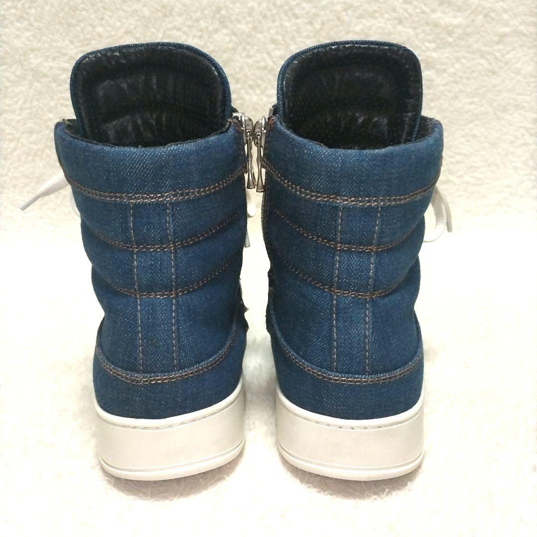 【美品】BALMAIN バルマン デニム インディゴ ハイカットスニーカー レア