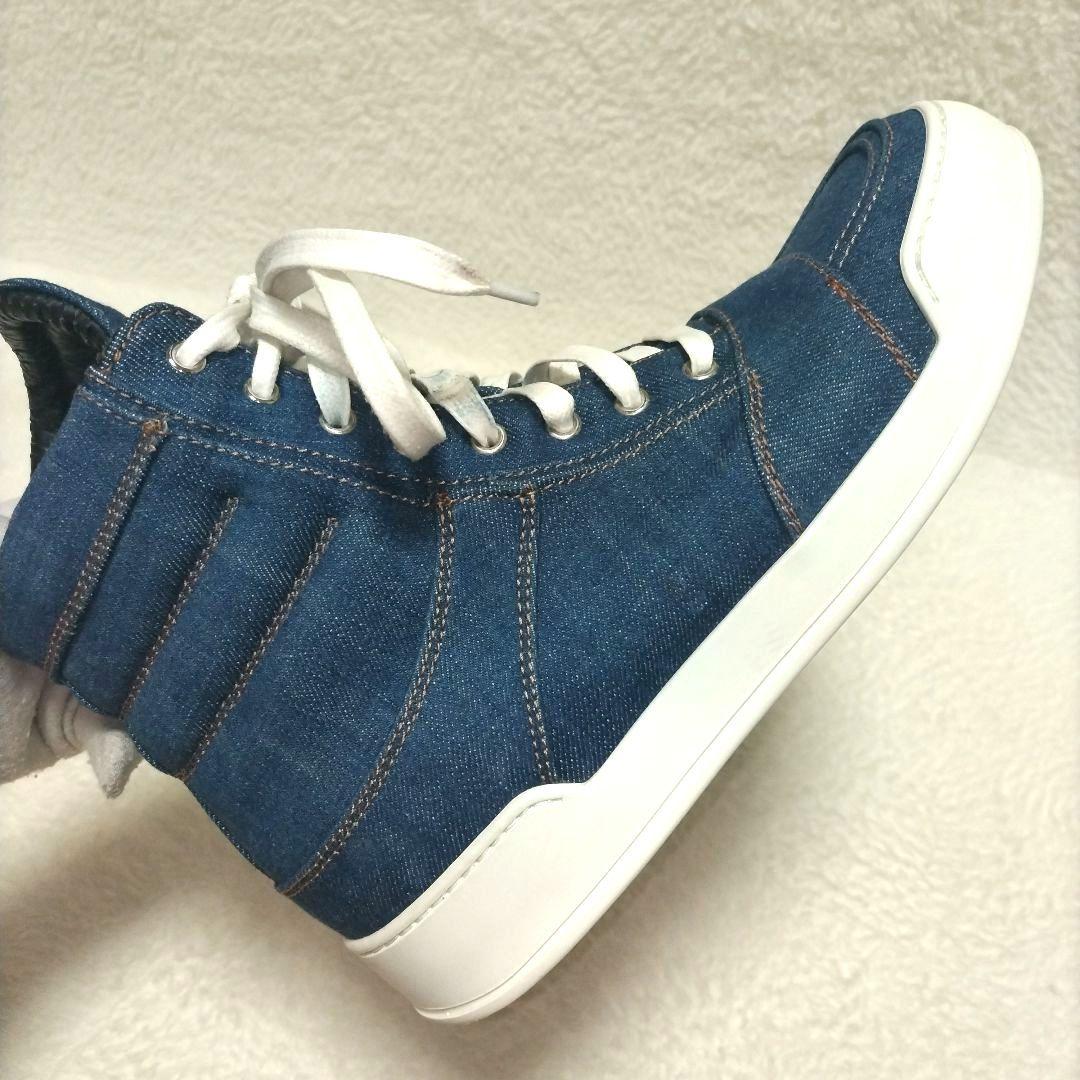 【美品】BALMAIN バルマン デニム インディゴ ハイカットスニーカー レア