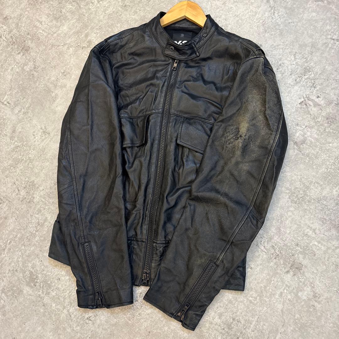 希少/レザージャケットy-3ヨウジヤマモトレザーライダース【S】