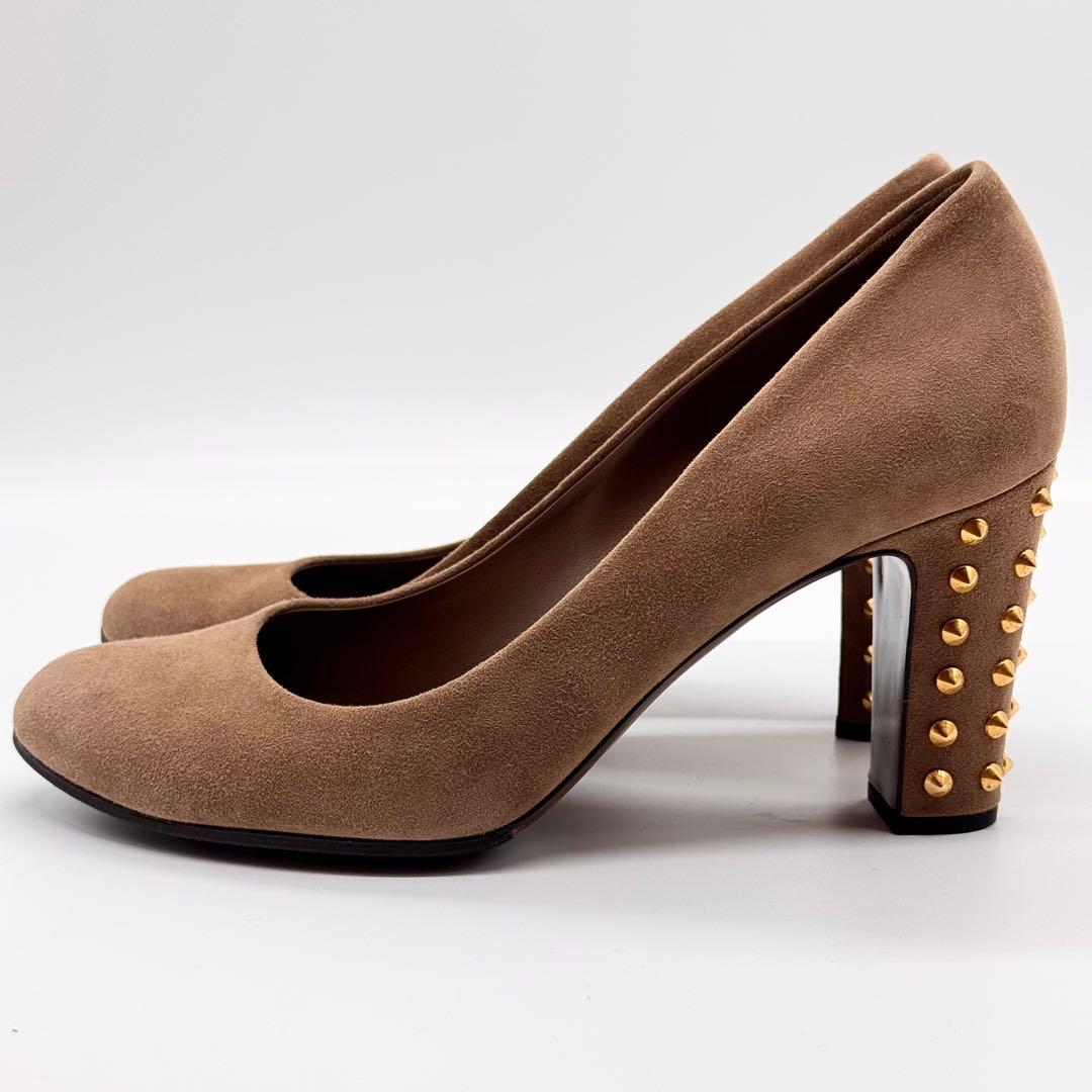 美品✨GUCCI/ラウンドトゥスタッズパンプス/ベージュ 大きめサイズ25.5㎝