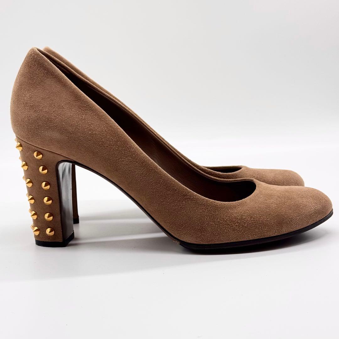 美品✨GUCCI/ラウンドトゥスタッズパンプス/ベージュ 大きめサイズ25.5㎝