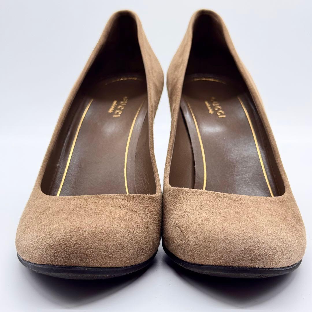 美品✨GUCCI/ラウンドトゥスタッズパンプス/ベージュ 大きめサイズ25.5㎝