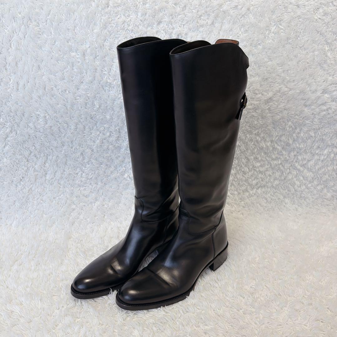 美品✨ サルトル ブラック レザー ロングブーツ　クロスストラップ　37