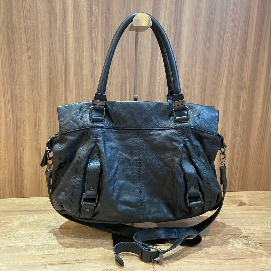 DIESEL ディーゼル A4可 トートバッグ 黒 レザー ショルダーベルト付き