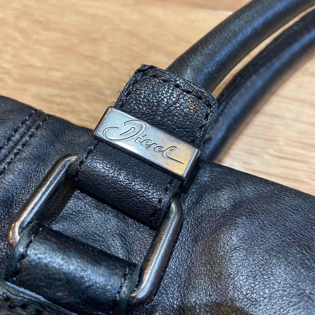 DIESEL ディーゼル A4可 トートバッグ 黒 レザー ショルダーベルト付き