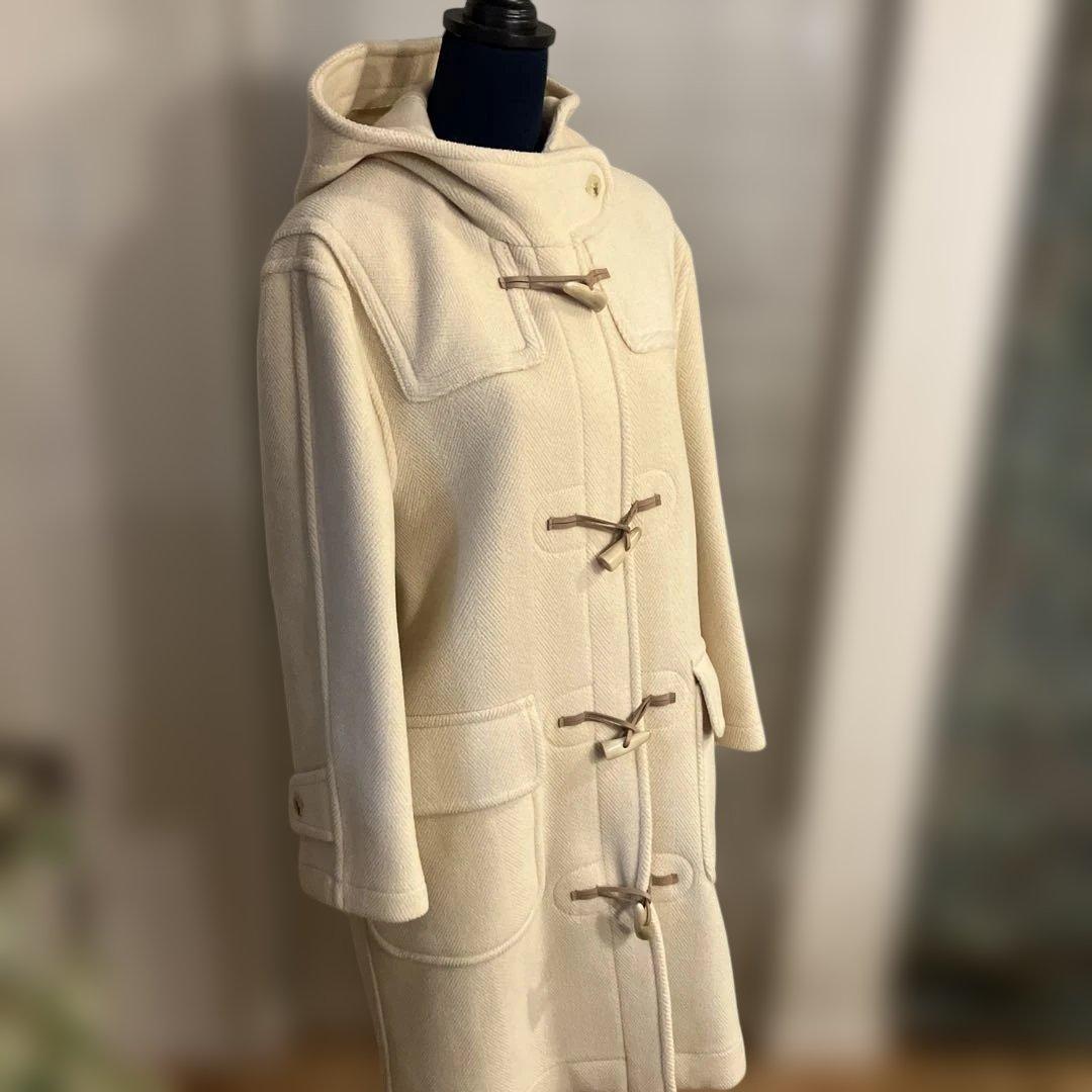 極美品　英国製　ヘリンボーン柄　ダッフルコート フード付き　ロング丈　上品　高級