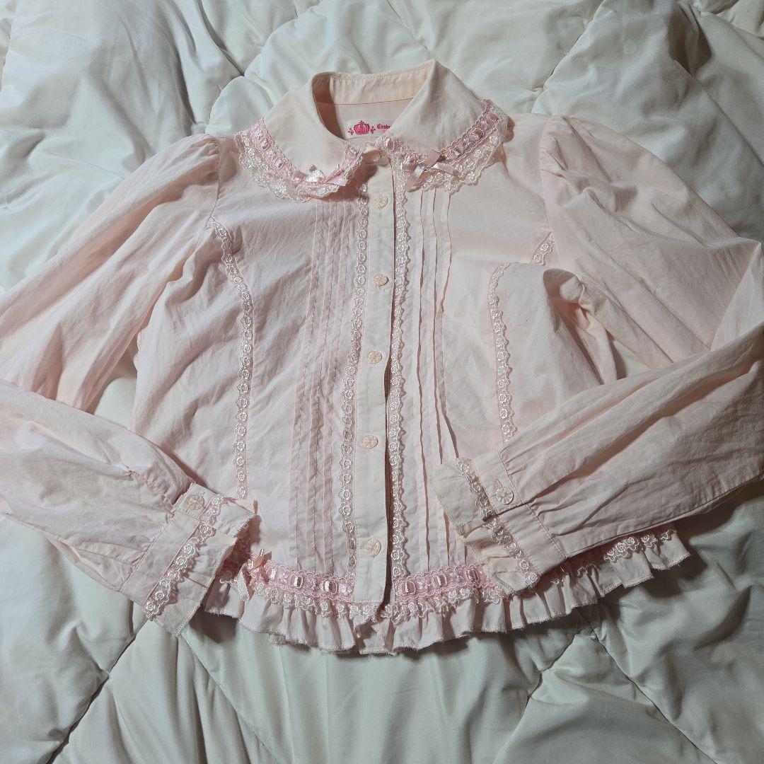 メタモルフォーゼ 丸襟ピンクレース ブラウス