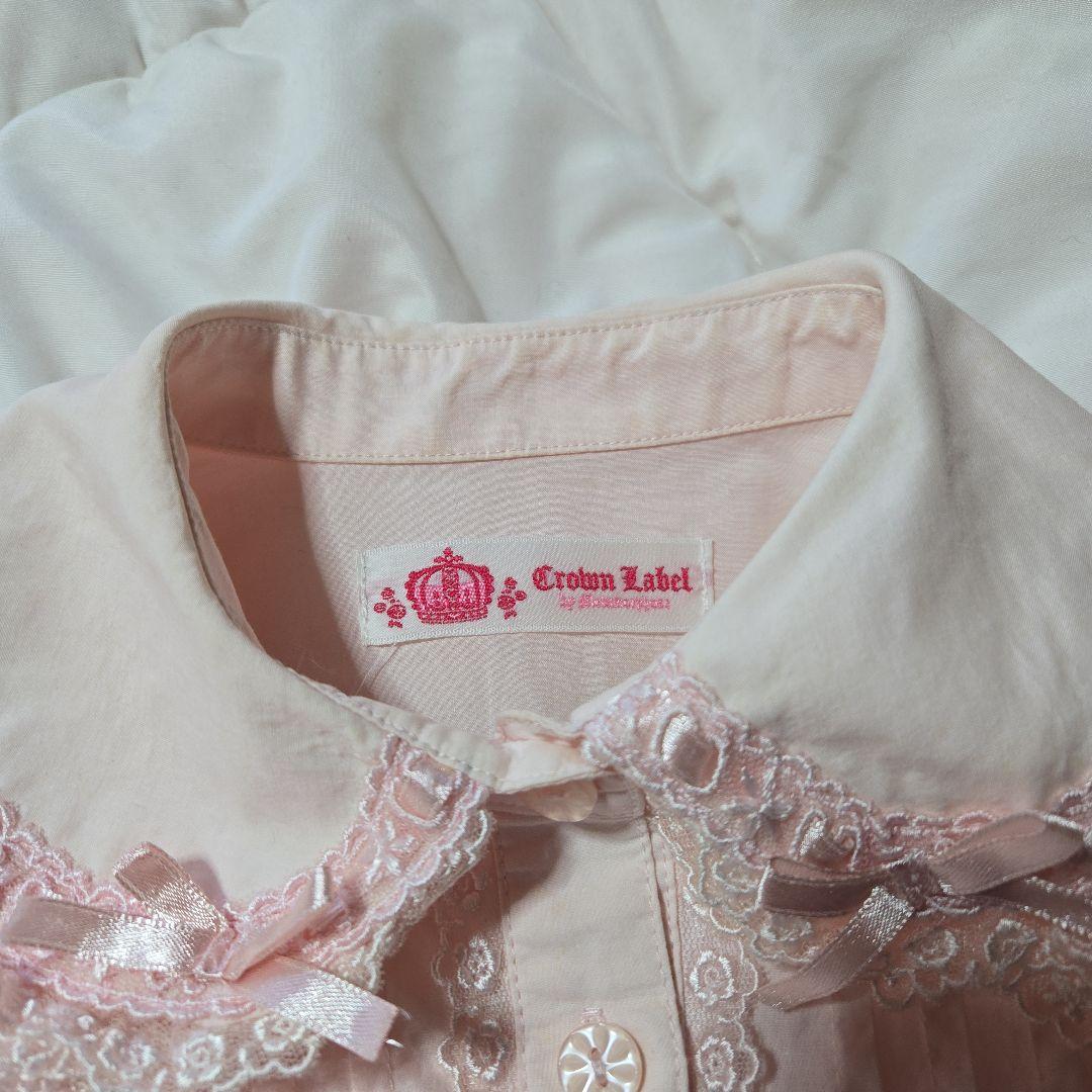 メタモルフォーゼ 丸襟ピンクレース ブラウス