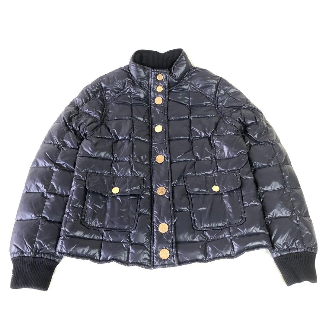 極美品 トリーバーチ ダウンジャケット キルティング 金ボタン ネイビー XS