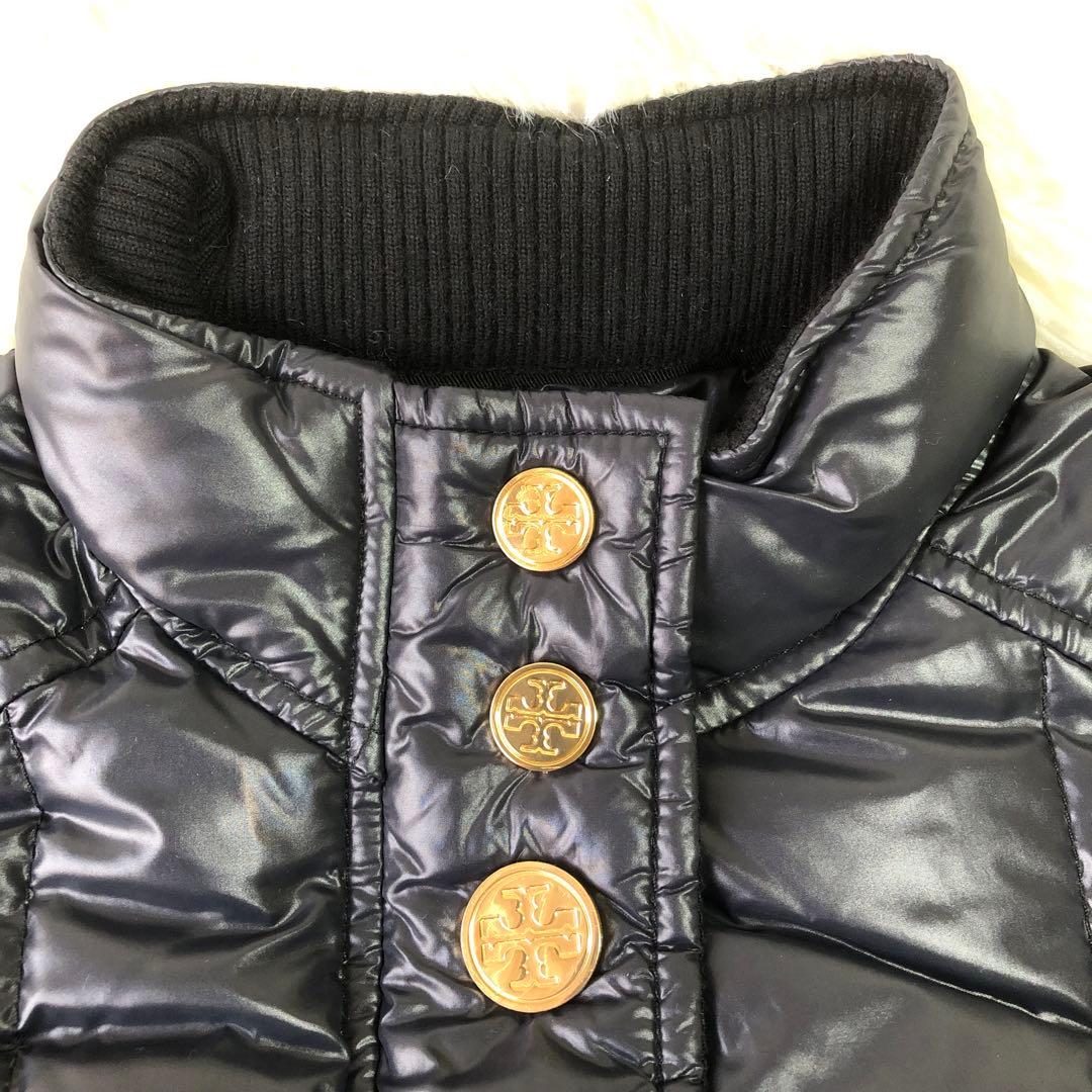 極美品 トリーバーチ ダウンジャケット キルティング 金ボタン ネイビー XS