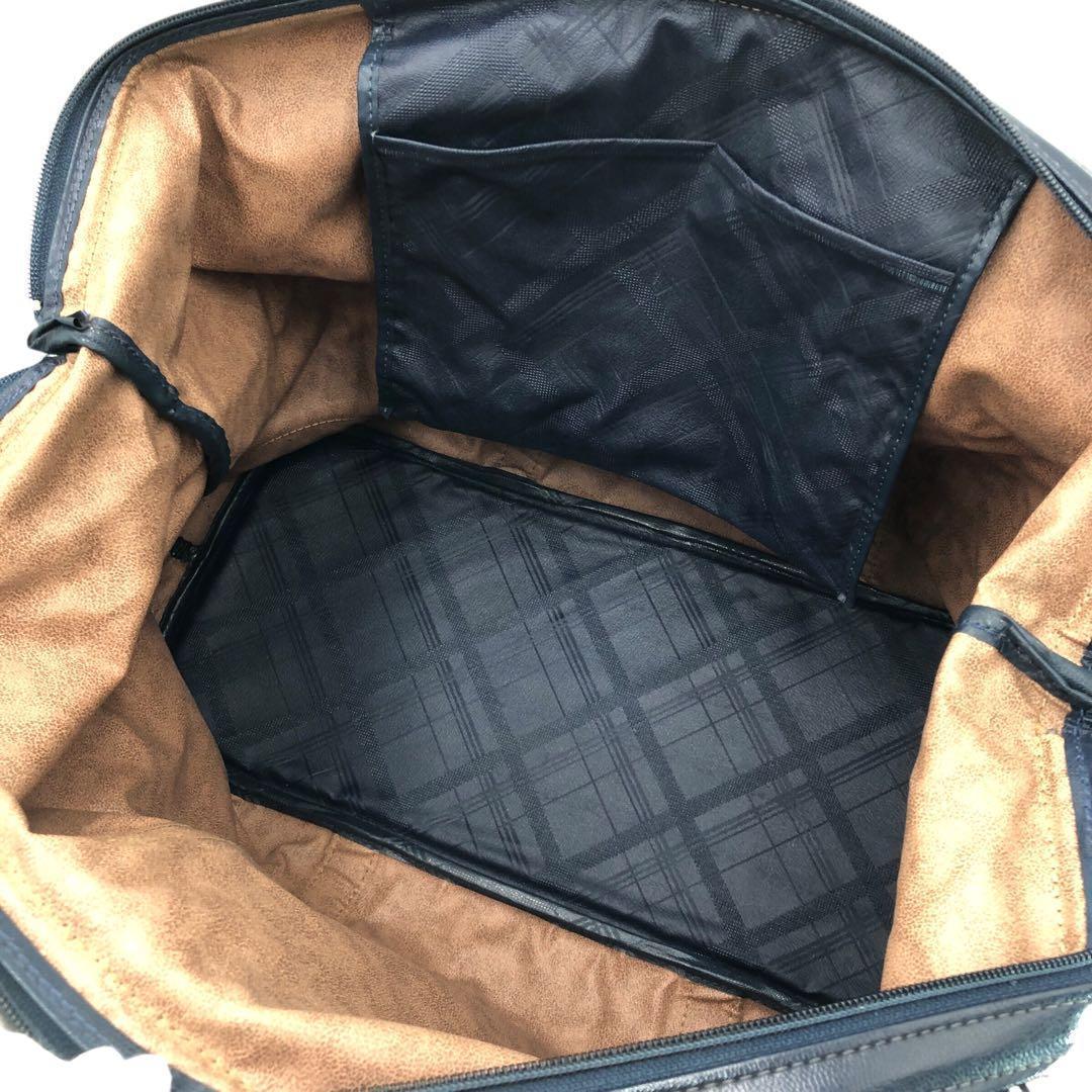 Chloe クロエ ボストンバッグ モノグラム レザー ネイビー ハンドバッグ