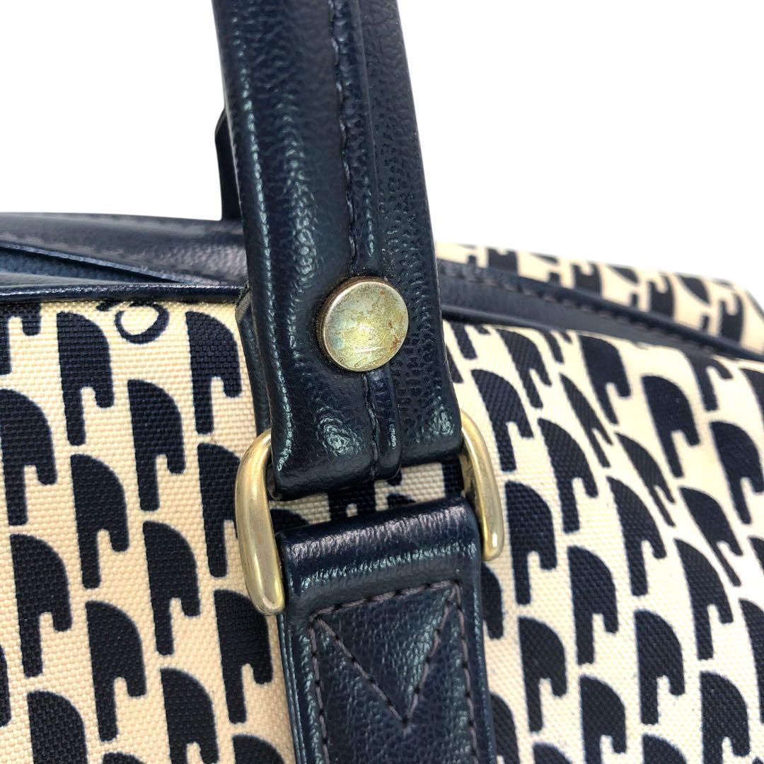 Chloe クロエ ボストンバッグ モノグラム レザー ネイビー ハンドバッグ