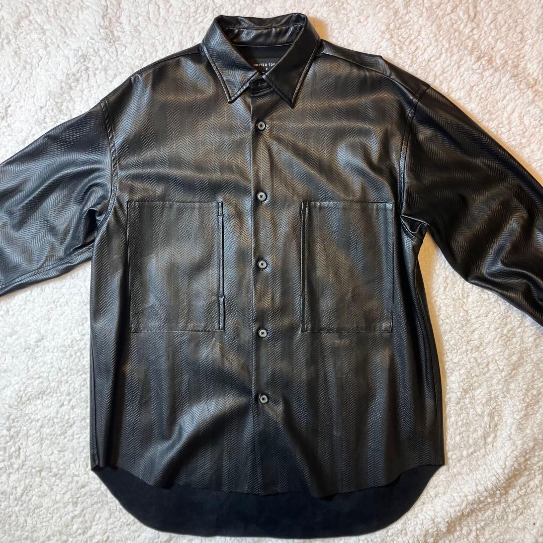 美品 ユナイテッドトウキョウ　エンボス　シンセティックレザー　シャツ　ジャケット