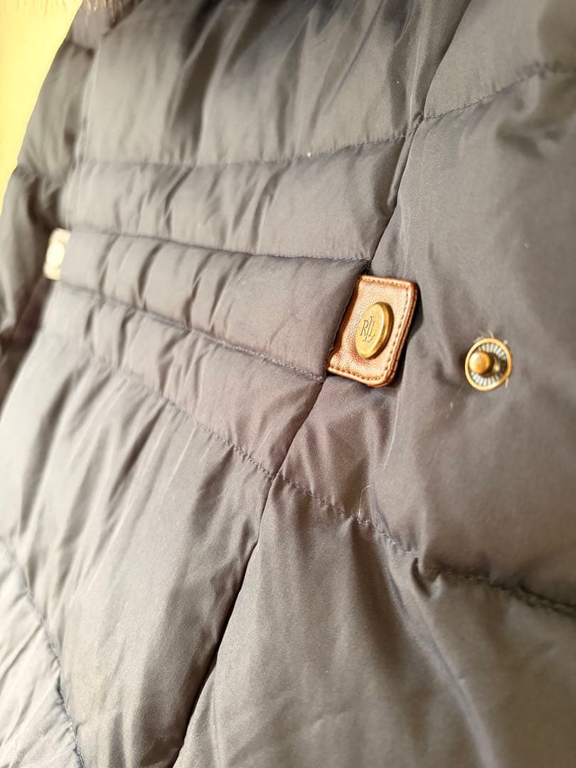 ラルフローレン　フード付きダウンコート ネイビー　M ロングダウンジャケット