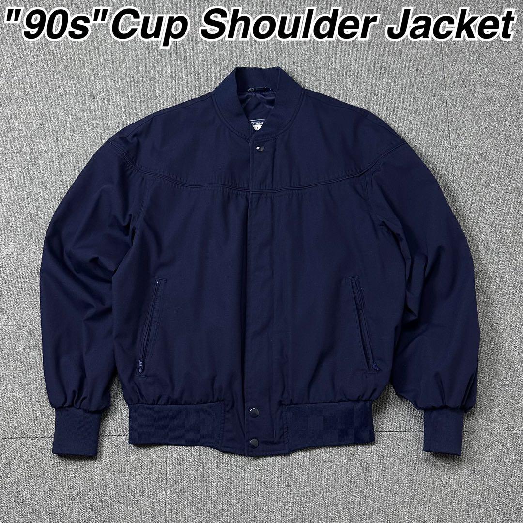90s カップショルダージャケット ネイビー ダービージャケット ブルゾン
