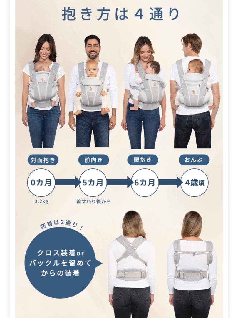 エルゴベビー オムニブリーズ 抱っこ紐 メッシュ パールグレー ergobaby