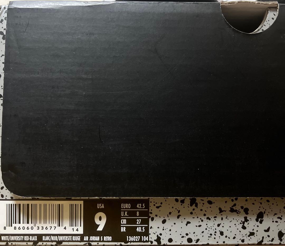 Air Jordan 5 Retro ホワイト/ユニバーシティレッド サイズ9