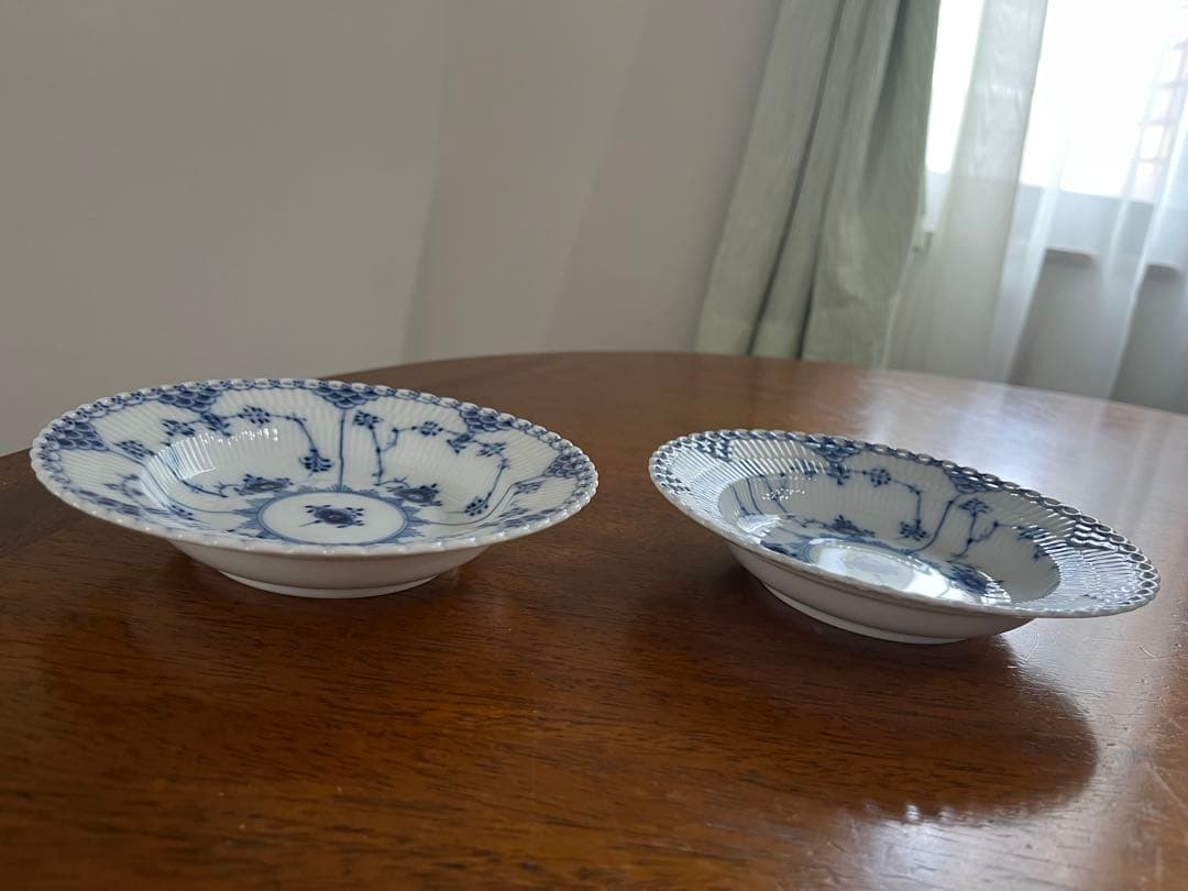 美品ロイヤルコペンハーゲンブルーフルーテッドフルレースディーププレート15cm