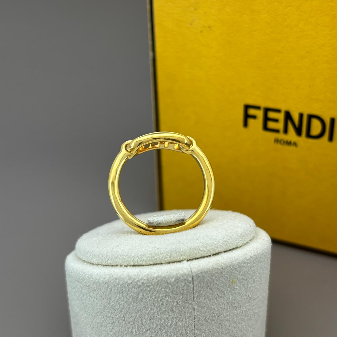 FENDI オーロック リング ゴールド ラインストーン S 9号