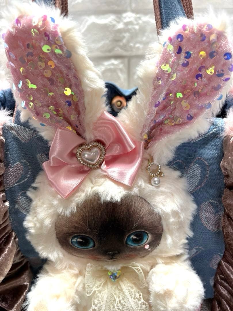 さ*ー様 コヤンイサムチョン　ハンドメイド　ファーフリルトートバッグ　クラウディ