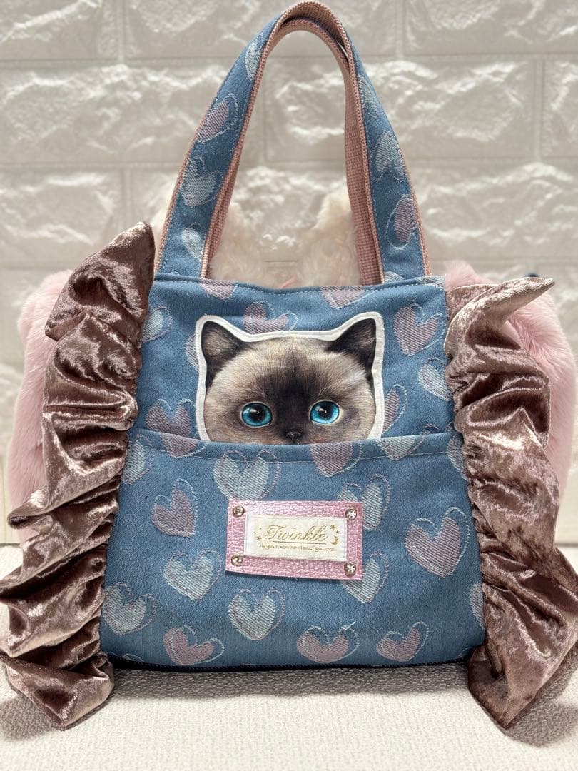 さ*ー様 コヤンイサムチョン　ハンドメイド　ファーフリルトートバッグ　クラウディ