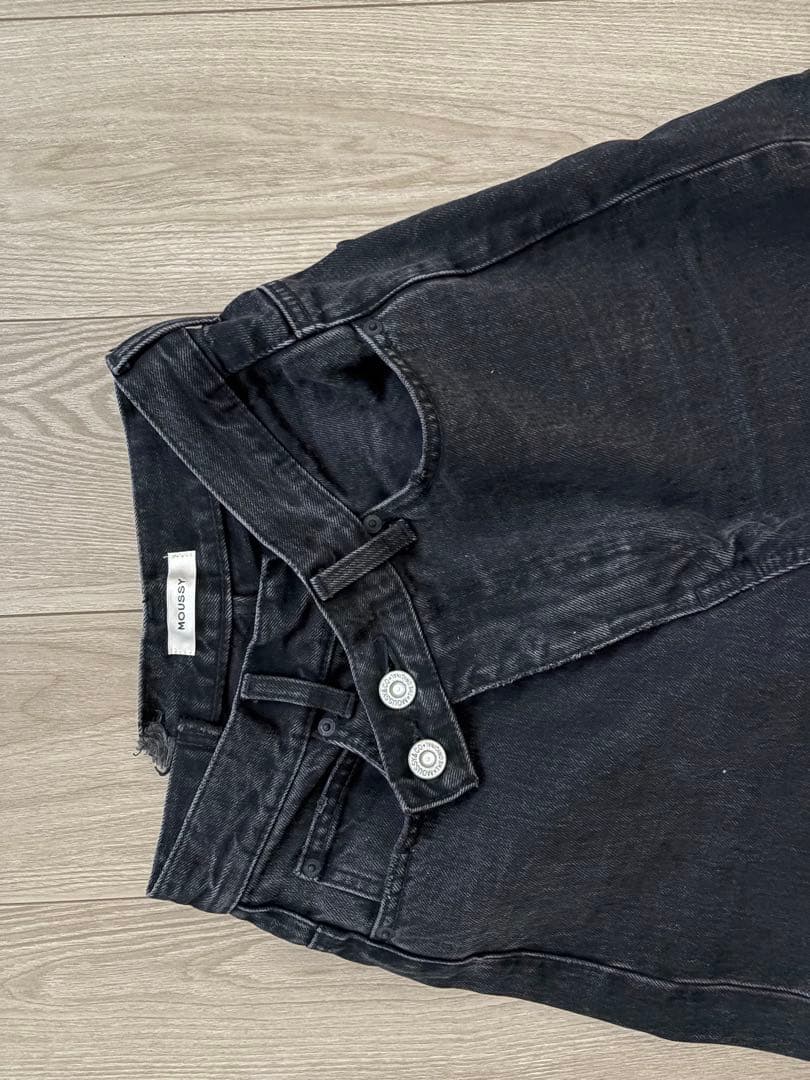 moussy クロスウエストワイドストレートデニム　ブラック