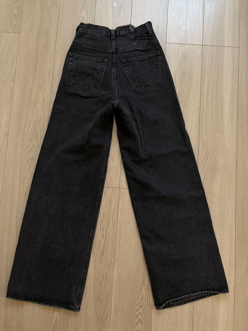 moussy クロスウエストワイドストレートデニム　ブラック