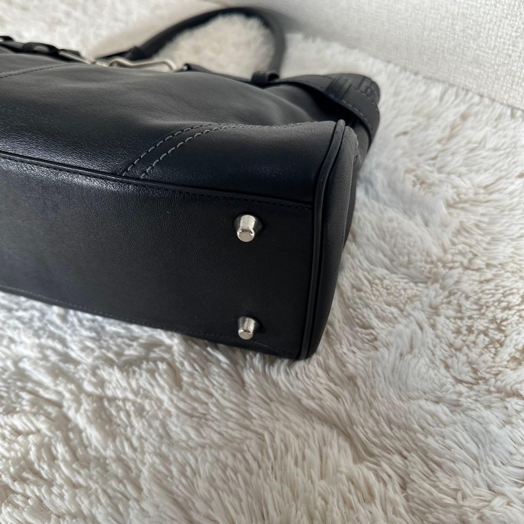 coach ビジネスバッグ ジャッキー レザー ブラック ハンドバッグ 金具