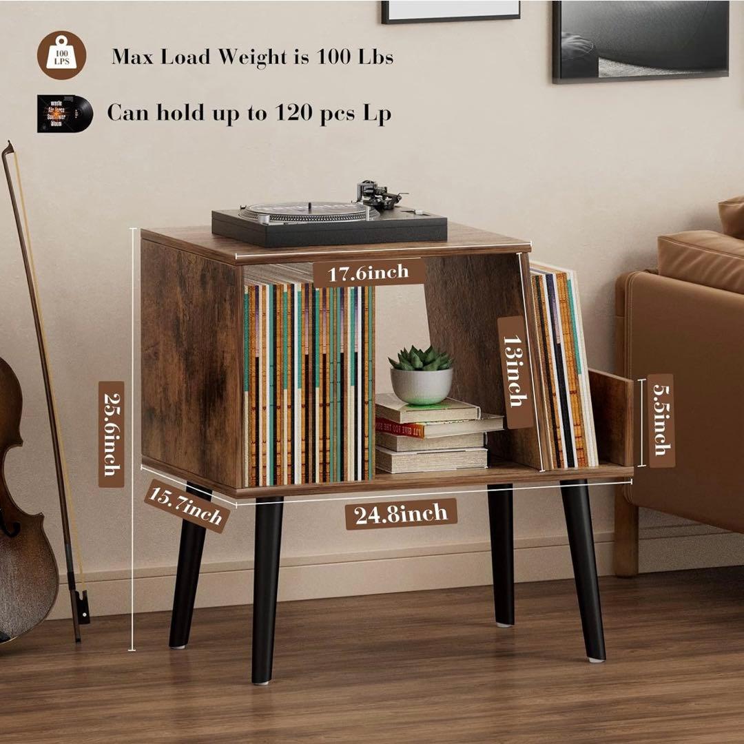 Huakan レコードプレーヤースタンド レコードラック