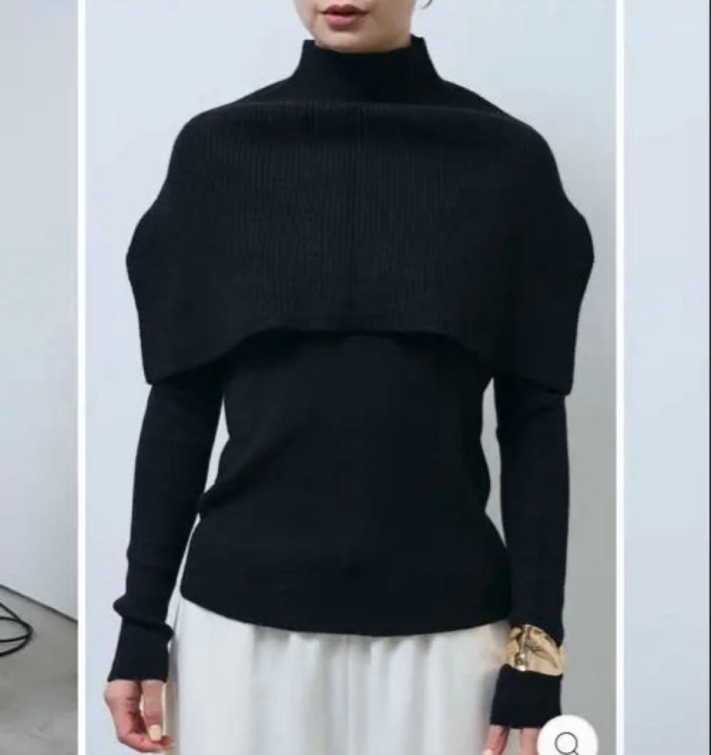 ケープアンサンブルニットフロントジップストラップデザインデニムサロペット3SET