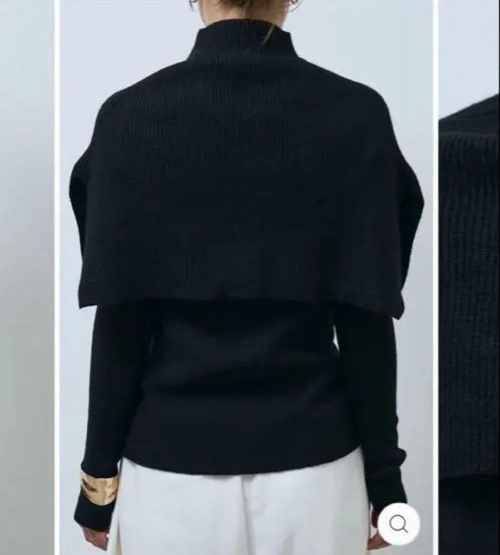 ケープアンサンブルニットフロントジップストラップデザインデニムサロペット3SET