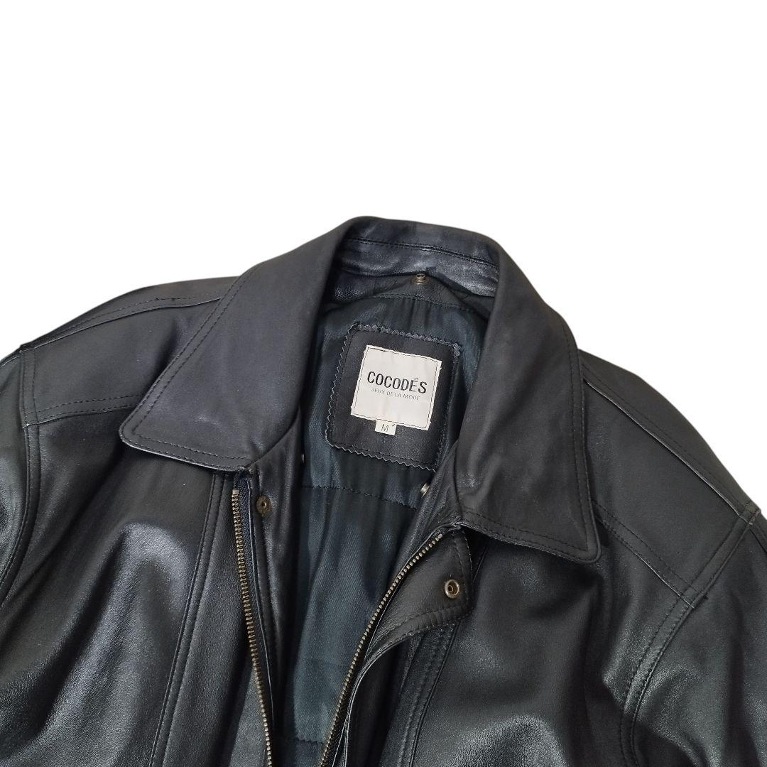 ヴィンテージ ラムレザー ムートン襟 フライトジャケット ブラック Mサイズ