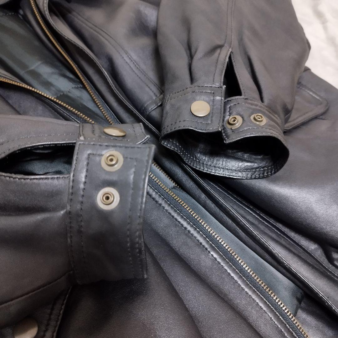 ヴィンテージ ラムレザー ムートン襟 フライトジャケット ブラック Mサイズ