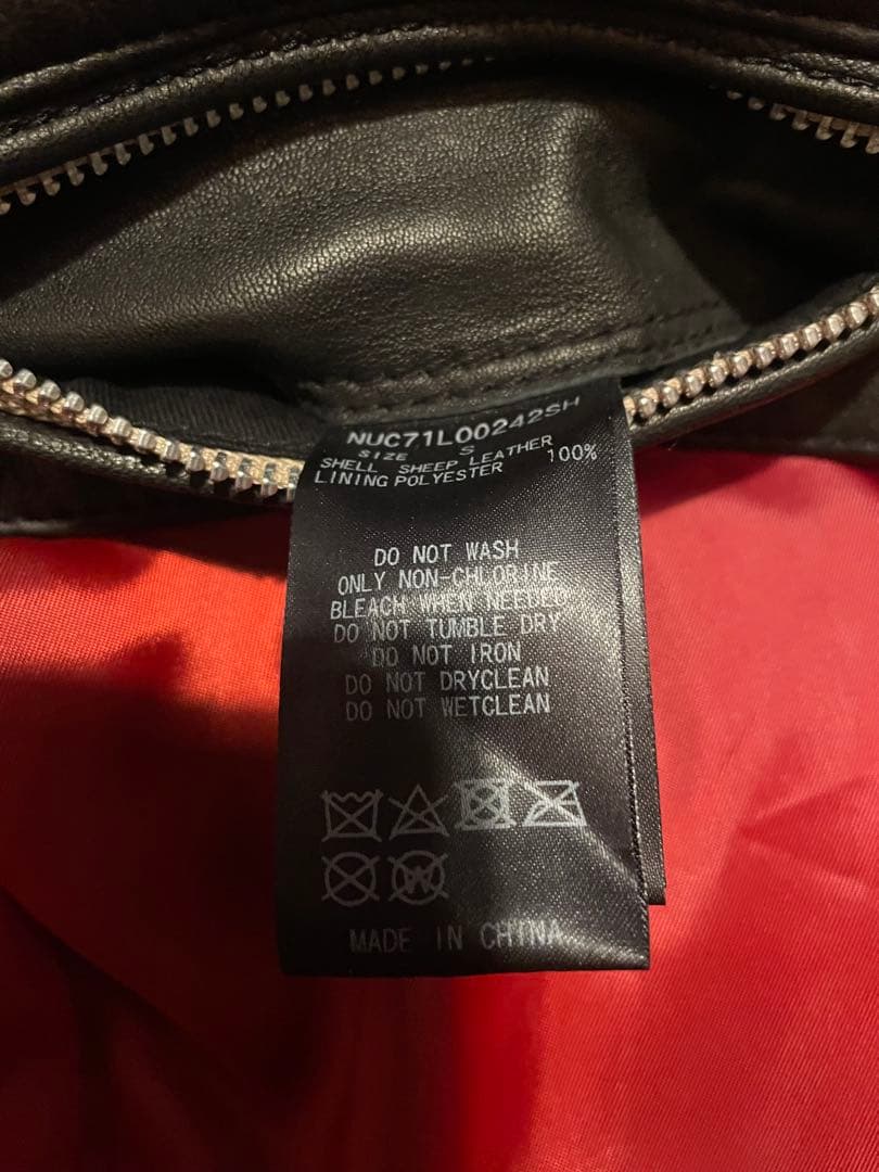 【美品】羊革 レザーライダースジャケット ナノユニバース シングル レザー　Ｓ