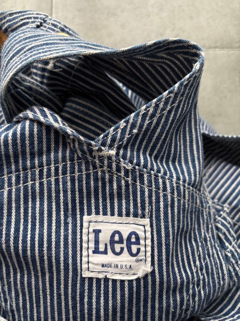 70s USA製　Lee リー　ヒッコリー デニムオーバーオール　ヴィンテージ