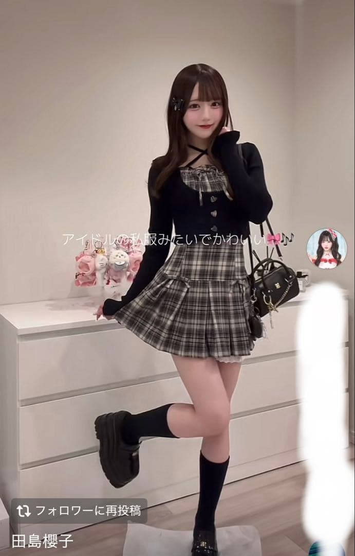 2*可様 【超激レア品！】pium ヨーク切替ハートボタン長袖ニット スカート