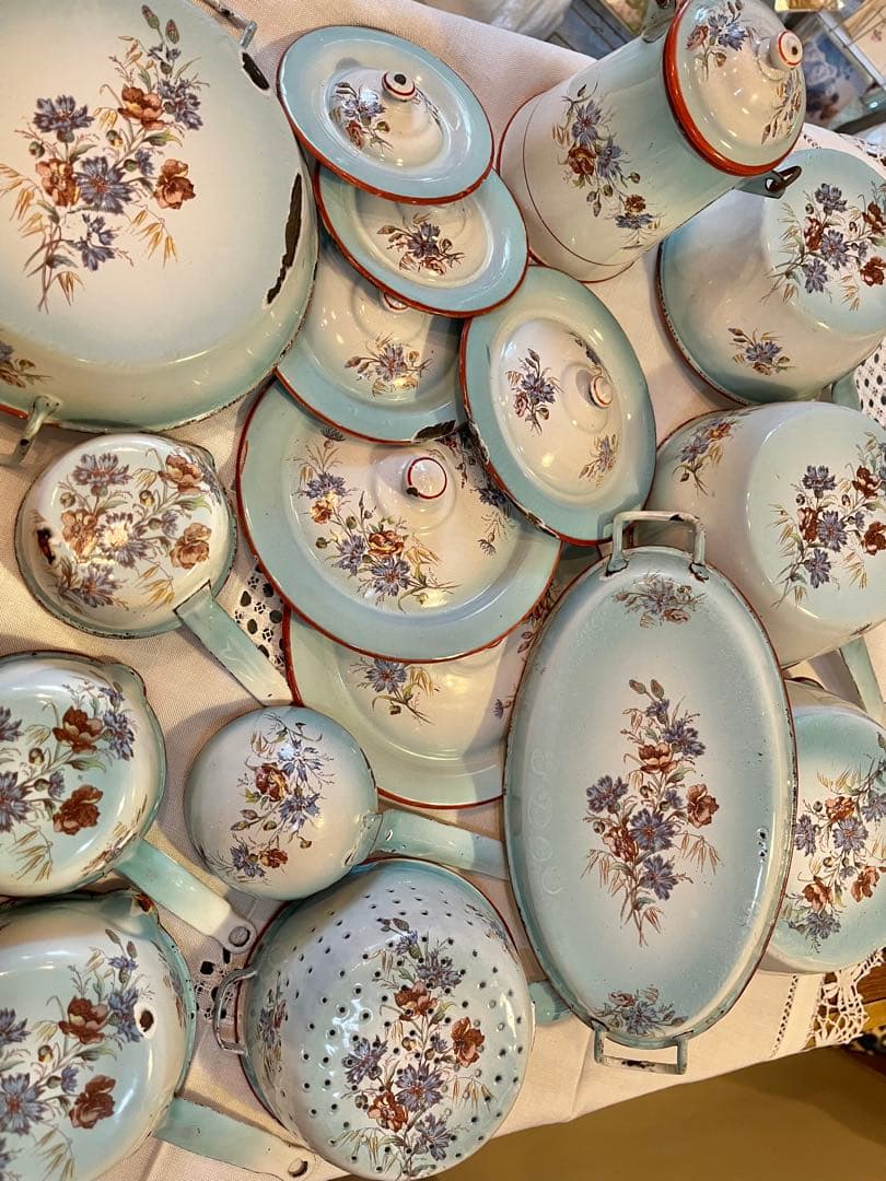 フランスアンティークホーローセット