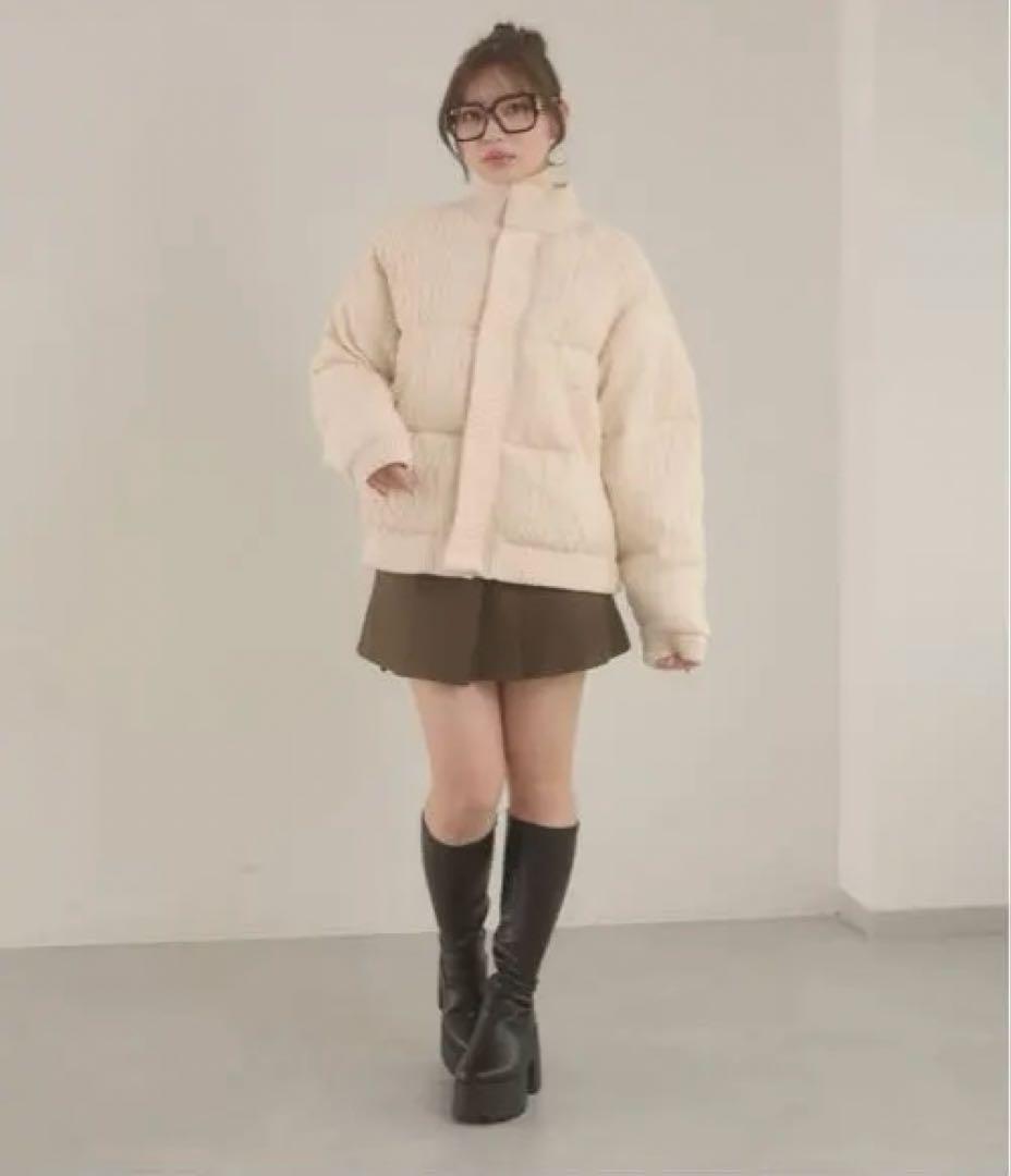 ボリュームニットナカワタジャケット ホワイト / ダウンジャケット アイボリー