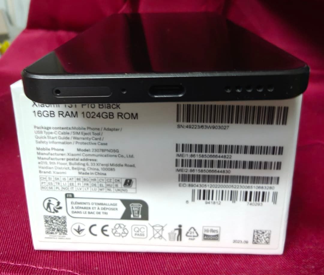 【美品】Xiaomi 13T Pro (16GB/1TB)/黒 (Global)