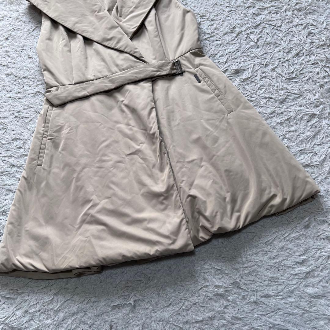 美品 フォクシー ラッフルシェイプ 中綿ロング ジレ コート 女優襟 40