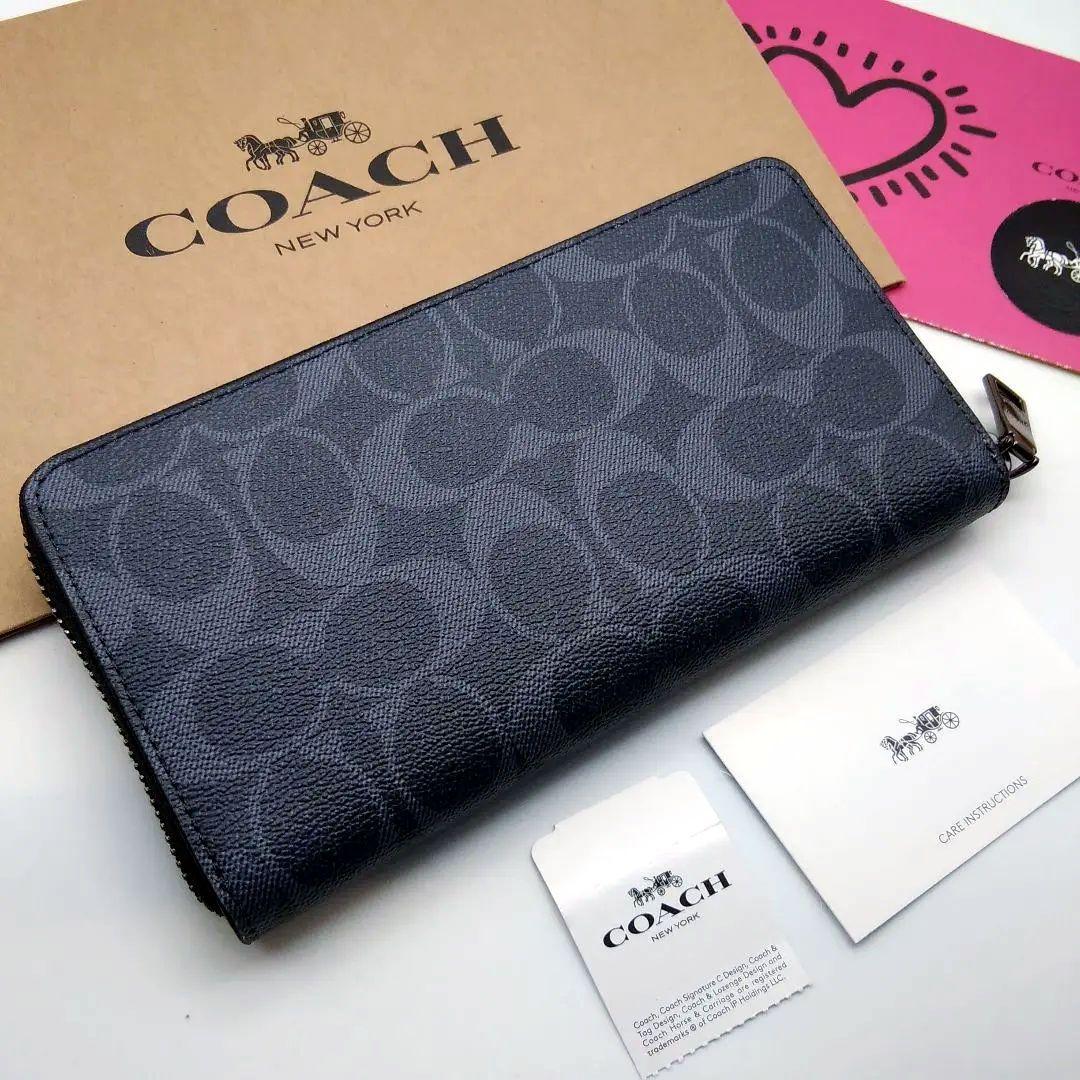 新品　COACH　長財布　メンズ　シグネチャー　人気の小銭入れ付き
