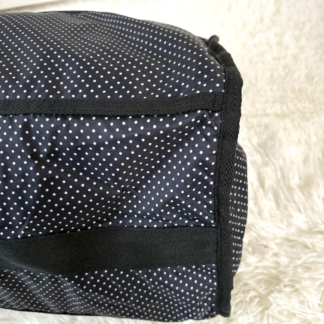 美品☆鍵付き☆レスポートサック ラージウィークエンダー ボストンバッグ　黒　水玉