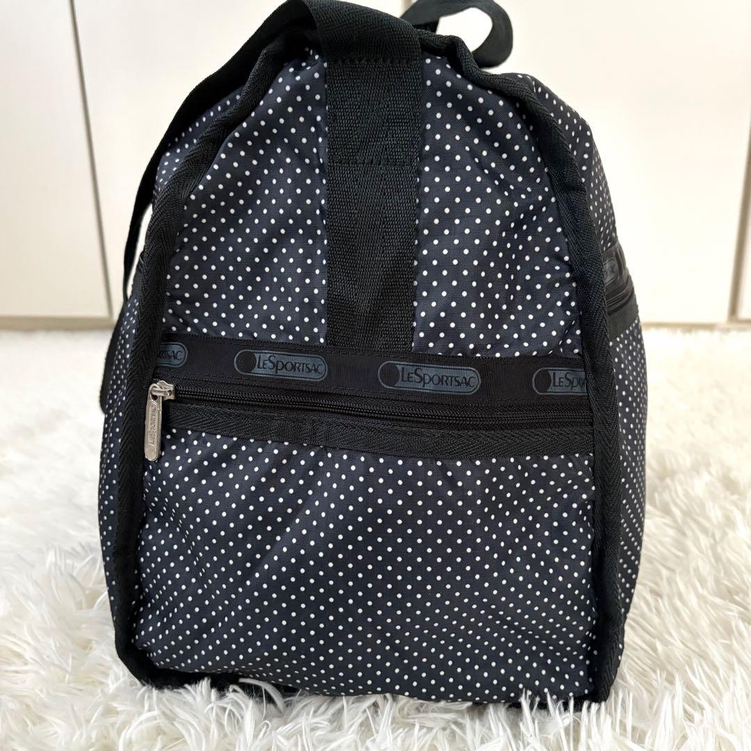 美品☆鍵付き☆レスポートサック ラージウィークエンダー ボストンバッグ　黒　水玉