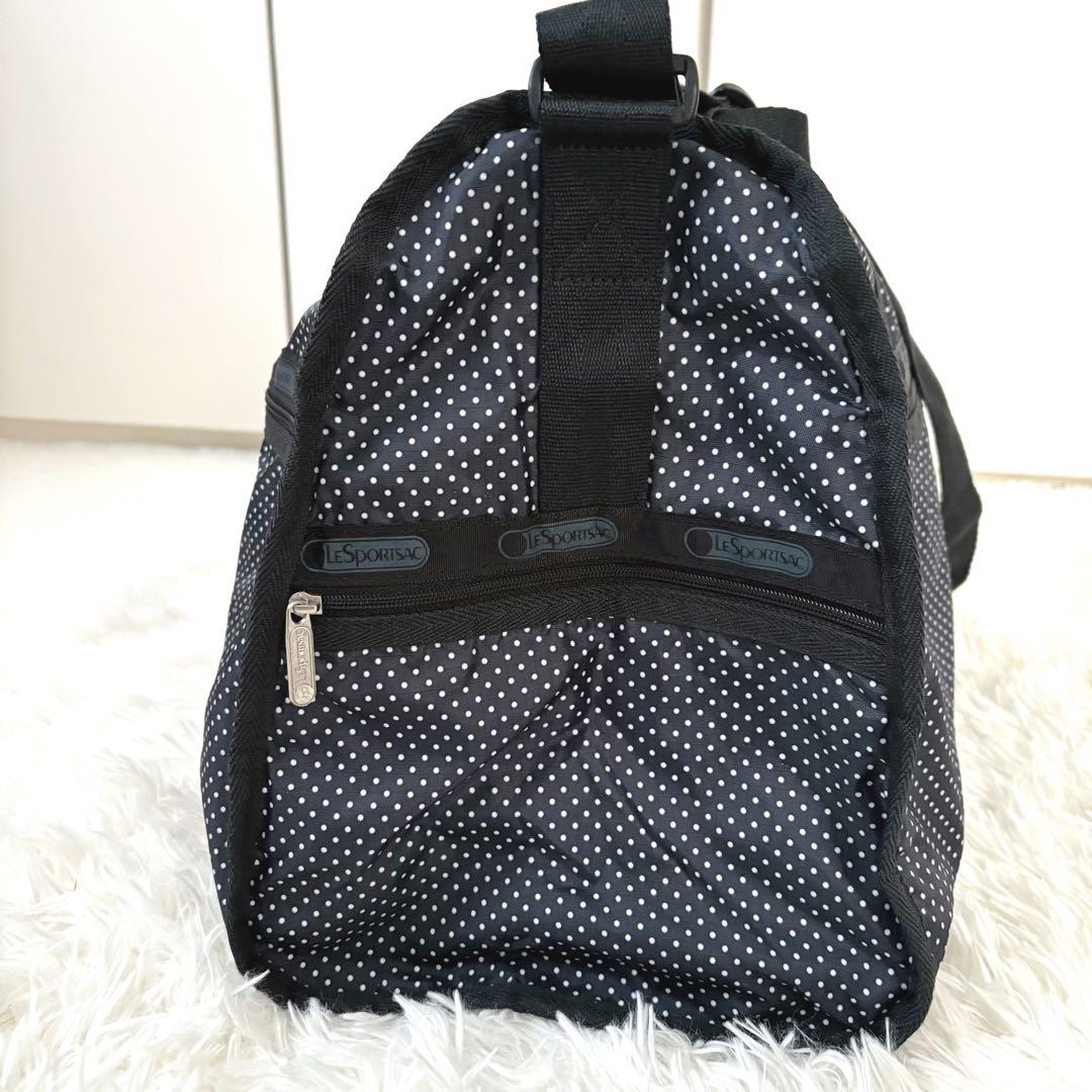 美品☆鍵付き☆レスポートサック ラージウィークエンダー ボストンバッグ　黒　水玉