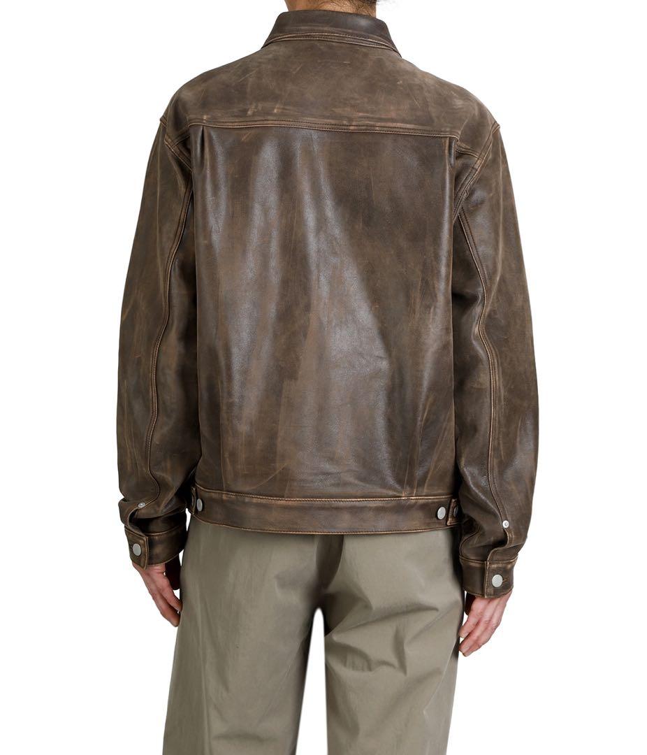 ジャケット・アウター YOKE Cracked Leather Trucker Jacket 1
