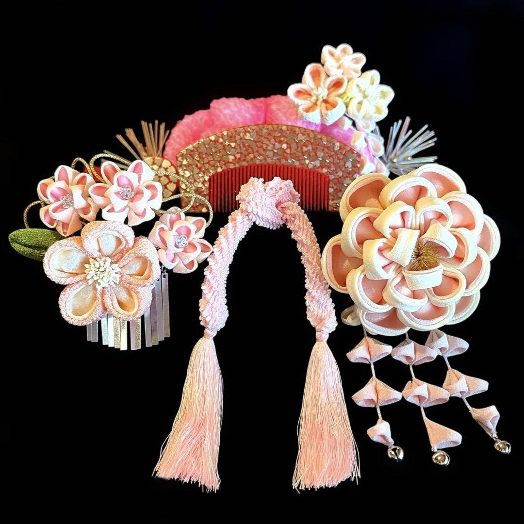 日本髪 髪飾り 七五三(7歳)～成人式 ピンク