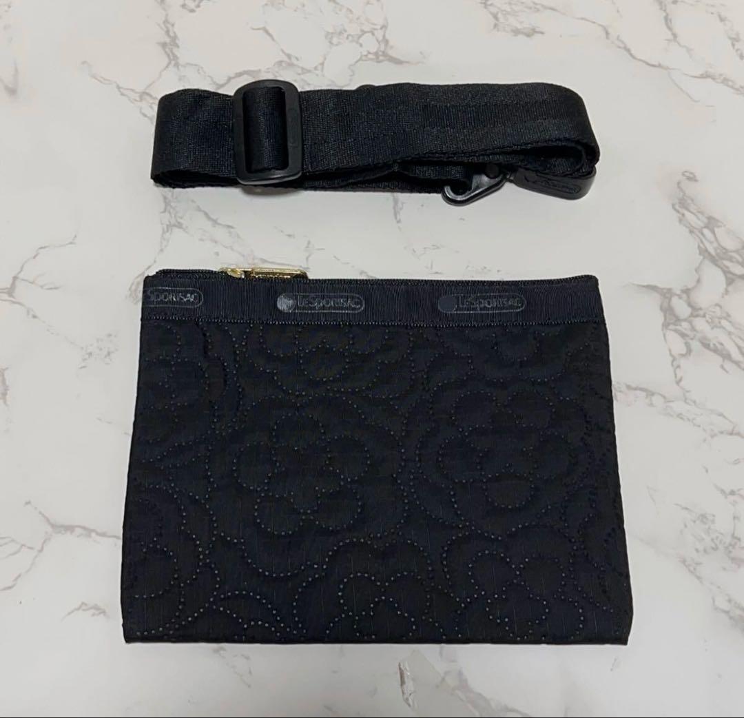 LeSportsac ボストンバッグ ブラック　パフィーブロッサムズ　黒　花柄