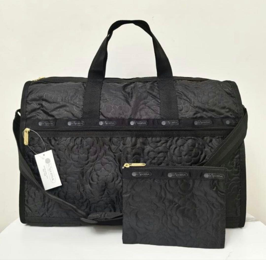 LeSportsac ボストンバッグ ブラック　パフィーブロッサムズ　黒　花柄