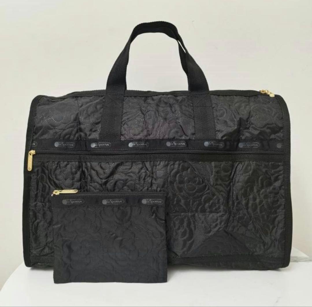 LeSportsac ボストンバッグ ブラック　パフィーブロッサムズ　黒　花柄