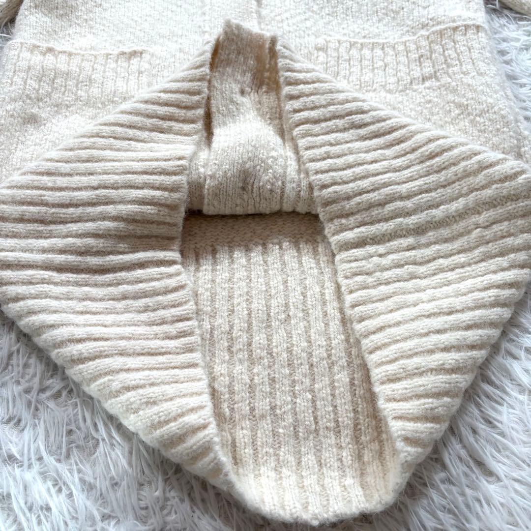 ドゥロワー　アルパカ エルボーパッチ ニット　ロングカーディガン　リブ